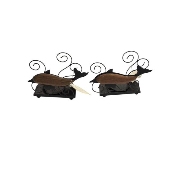 Wooden & Metal Fish Decor Candle Holder Set - Picture 8 of 11